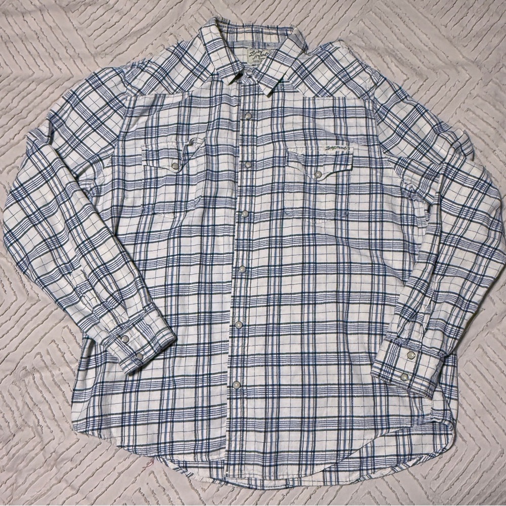 Lucky Brand Sportswear Men's Plaid Cotton Snap Pearl Button-Up Shirt XL